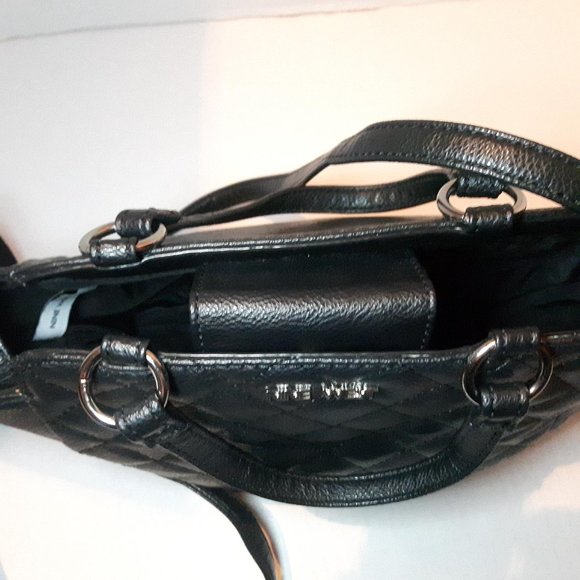 Nine West Crossbody Caviar Bag handbag Purse Black - Picture 7 of 10